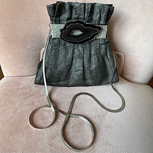 BO’S ART | Vintage Handmade Stainless Steel Mesh & Agate Gemstone Evening Bag - Picture 15 of 16